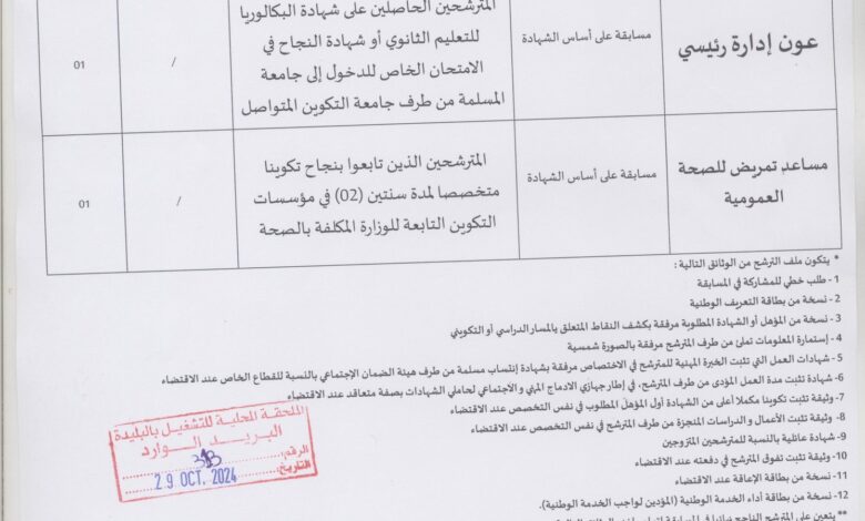 مسابقة توظيف بالمعهد الوطني لتكوين موظفي قطاع التربية الوطنية في الورود - البليدة