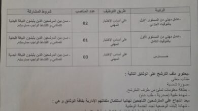 اعلان توظيف ببلدية تنس ولاية الشلف