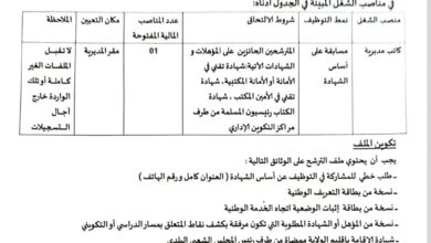 اعلان توظيف بمديرية المجاهدين وذوي الحقوق لولاية بني عباس