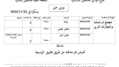 اعلان عمل بمجمع دراسات وانجازات الري