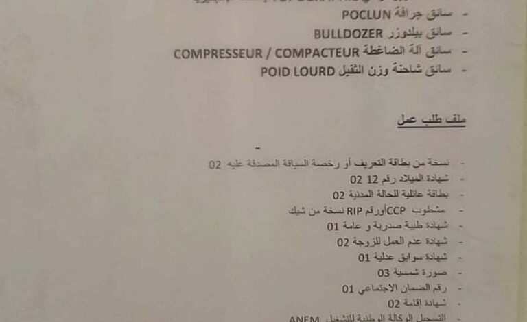 اعلان مسابقة توظيف في شركة كوسيدار COSIDER