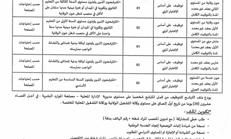 مسابقة توظيف بمديرية الإدارة المحلية لولاية جيجل
