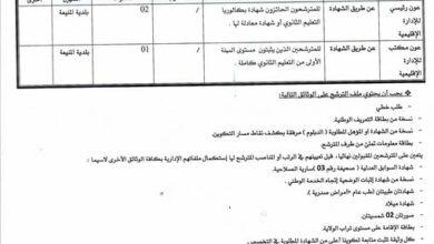 اعلان توظيف ببلدية المنيعة