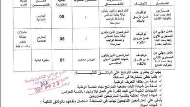 اعلان توظيف ببلدية الشريعة ولاية تبسة