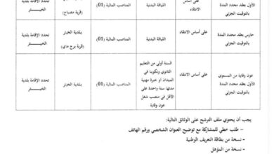 اعلان توظيف ببلدية الخيثر ولاية البيض