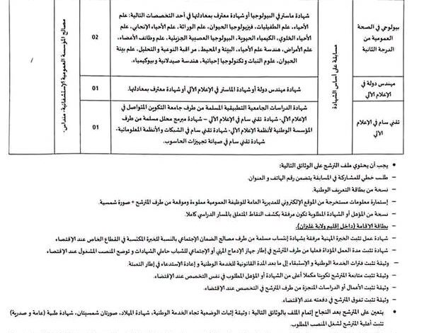 مسابقة توظيف المؤسسة العمومية الاستشفائية منداس غليزان