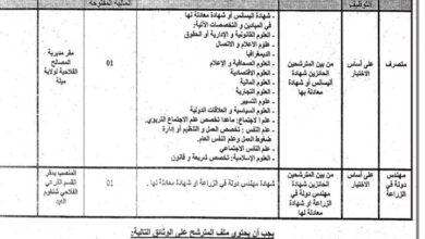 مسابقة توظيف بمديرية المصالح الفلاحية لولاية ميلة