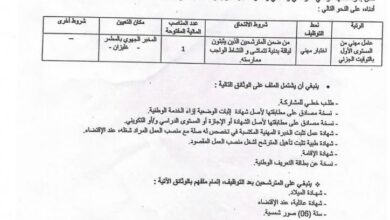 اعلان توظيف بالمعهد الوطني للأراضي والسقي وصرف المياه