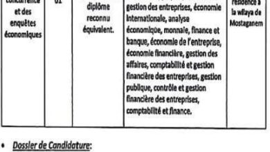 مسابقة توظيف بمديرية التجارة لولاية مستغانم