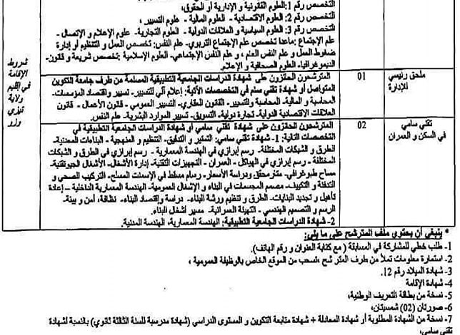 مسابقة توظيف بمديرية الصحة والسكان لولاية تيزي وزو
