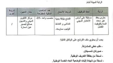 اعلان توظيف بمركز التكوين المهني والتمهين صالح البصير عين اسمارة قسنطينة