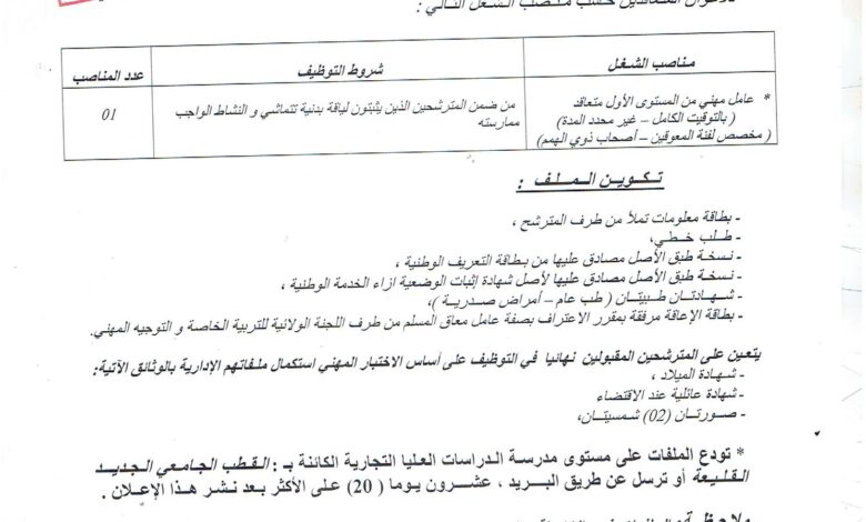 اعلان توظيف بمدرسة الدراسات العليا التجارية