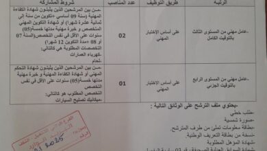 اعلان توظيف ببلدية تنس ولاية الشلف