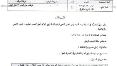 مسابقة توظيف ببلدية قرنيني عين وسارة بالجلفة