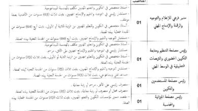 إعلان عن الترشح لمنصب عالي بالمعهد الوطني المتخصص في التكوين المهني المجاهد تريكي خالد بحرارة بالجلفة