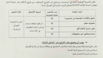 فتح باب الترشح للتوظيف عن طريق التكفل بالمدرسة الوطنية العليا في الرياضيات