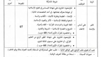 فتح مسابقة توظيف بمديرية الشؤون الدينية والأوقاف لولاية قسنطينة