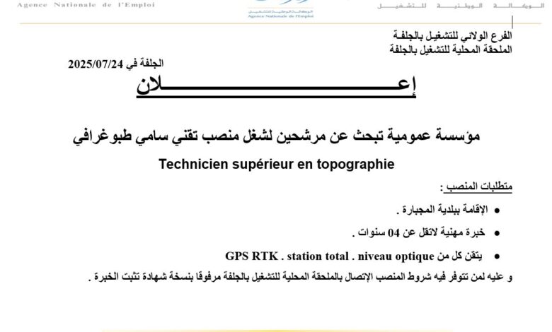 مؤسسة عمومية تبحث عن مرشحين لشغل مناصب مختلفة