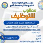 اعلان توظيف أستاذة اللغة العربية للطور الابتدائي