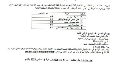 فتح باب الترشح للتوظيف بالمحافظة السامية المكلفة برد الاعتبار للأمازيغية