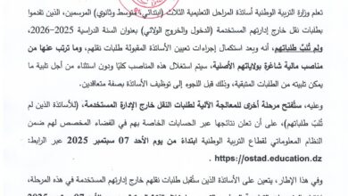 وزارة التربية تؤجل الإعلان عن نتائج التوظيف كأساتذة متعاقدين