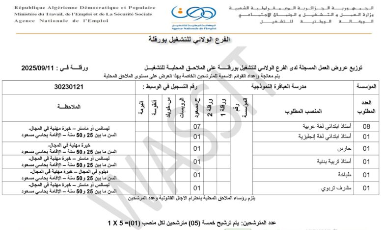 مدرسة العباقرة النموذجية توظف أساتذة ابتدائي وحارس ومشرف تربوي