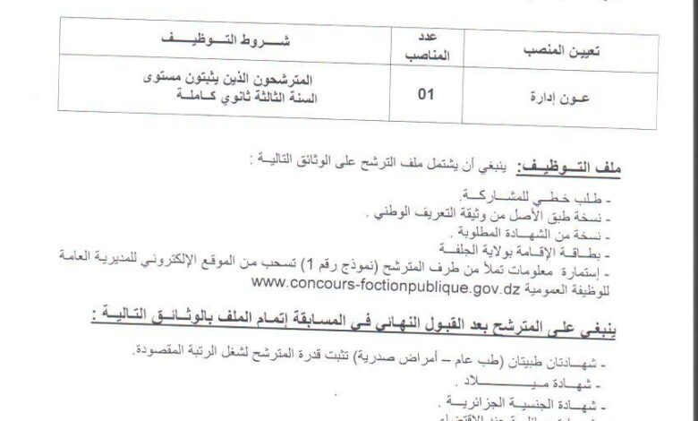 مسابقة توظيف على أساس الاختبار المهني بدار الثقافة ابن رشد لولاية الجلفة