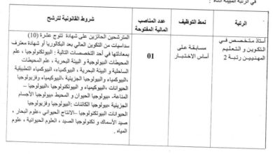 اعلان توظيف بمديرية التكوين التقني للصيد البحري وتربية المائيات لولاية عنابة