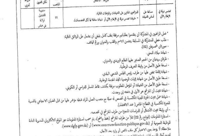 مسابقة توظيف مديرية التشغيل لولاية بني عباس