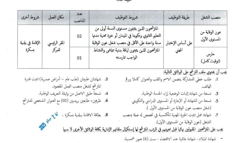 اعلان توظيف بمركز البحث العلمي والتقني حول المناطق القاحلة