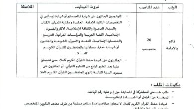 فتح مسابقة توظيف بمديرية الشؤون الدينية والأوقاف لولاية خنشلة