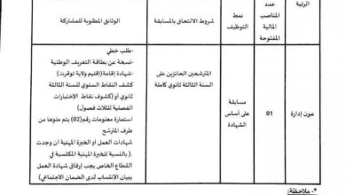 اعلان مسابقات توظيف بمديرية التجهيزات العمومية