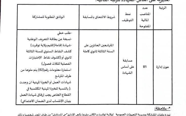 اعلان مسابقات توظيف بمديرية التجهيزات العمومية