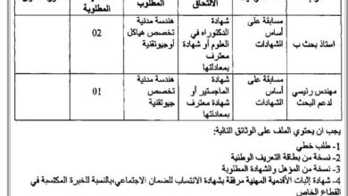 اعلان توظيف بالمركز الوطني للبحث المطبق في هندسة مقاومة الزلازل