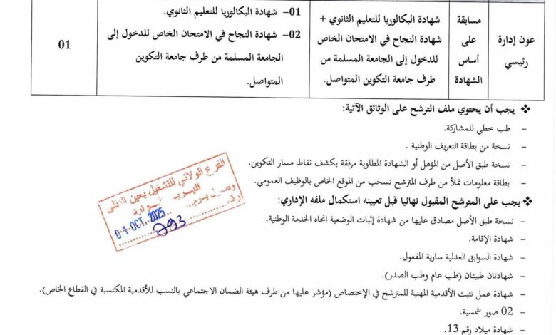 اعلان توظيف بمديرية التعمير والهندسة المعمارية والبناء لولاية عين الدفلى
