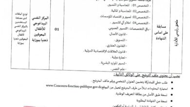 مسابقة توظيف بالمركز النفسي البيداغوجي للأطفال المعوقين ذهنيا بموزاية البليدة