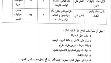 اعلان توظيف في مديرية المصالح الفلاحية لولاية معسكر