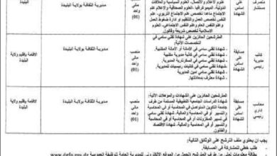 اعلان مسابقة توظيف في مديرية الثقافة والفنون لولاية البليدة