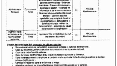 اعلان مسابقة توظيف ببلدية سيدي عبد المومن ولاية مستغانم