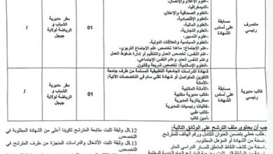 اعلان مسابقة توظيف في مديرية الشباب والرياضة لولاية جيجل