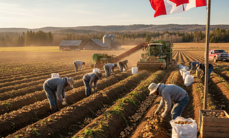 مطلوب عمال في مزرعة انتاج البطاطس بكندا براتب 16 دولار في الساعة
