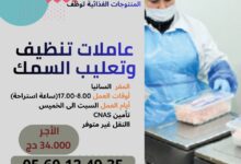 شركة خاصة متخصصة في تحويل المنتوجات الغذائية توظف عاملات تنظيف وتعليب
