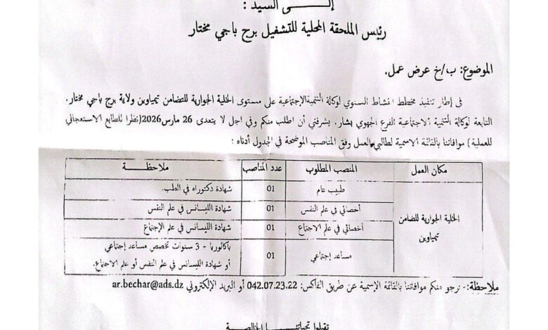 الوكالة التنمية الاجتماعية تعلن عن فتح توظيف في مختلف الرتب
