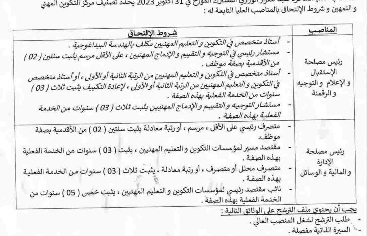 اعلان توظيف مركز التكوين المهني والتمهين الشهيد مسعودي حوسين خنشلة 3