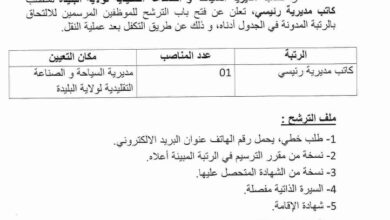 اعلان توظيف بمديرية السياحة والصناعة التقليدية لولاية البليدة