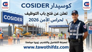كوسيدار COSIDER تفتح باب التوظيف لحراس الأمن 2026