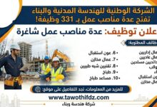 الشركة الوطنية للهندسة المدنية والبناء تفتح عدة مناصب عمل بـ331 وظيفة