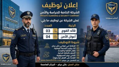 شركة خاصة تنشط في مجال الحراسة والأمن تعلن عن توظيف قائد فوج واعوان أمن