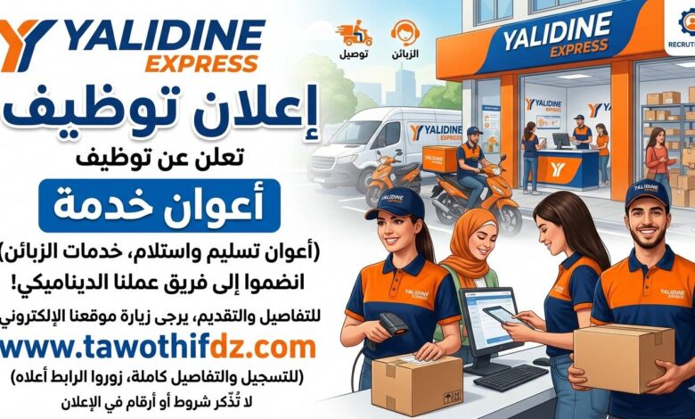 مؤسسة YALIDINE EXPRESS تعلن عن توظيف أعوان خدمة