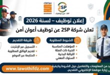 شركة 2SP التابعة لسوناطراك تعلن عن توظيف أعوان أمن 2026 – الشروط وطريقة التقديم.